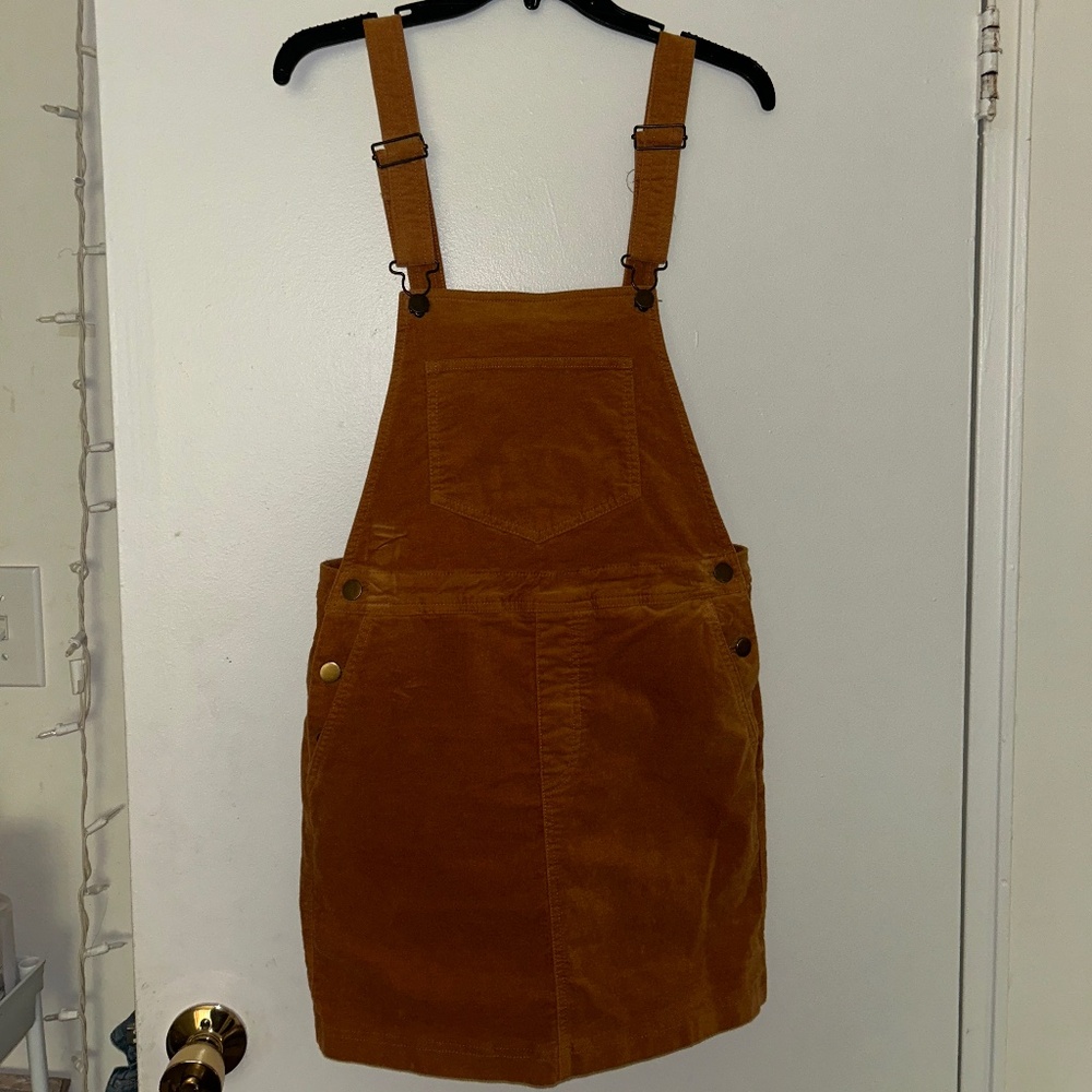 Orange Corduroy Overall Dress